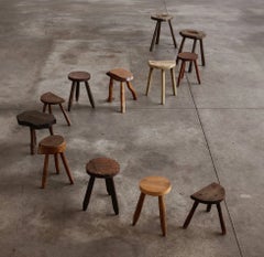 Tabouret primitif sculptural français, 1960