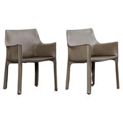 Chaises "CAB 413" de Mario Bellini pour Cassina, cuir ivoire, 1977, lot de 2