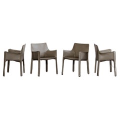 Chaises "CAB 413" de Mario Bellini pour Cassina, cuir ivoire, 1977, lot de 4