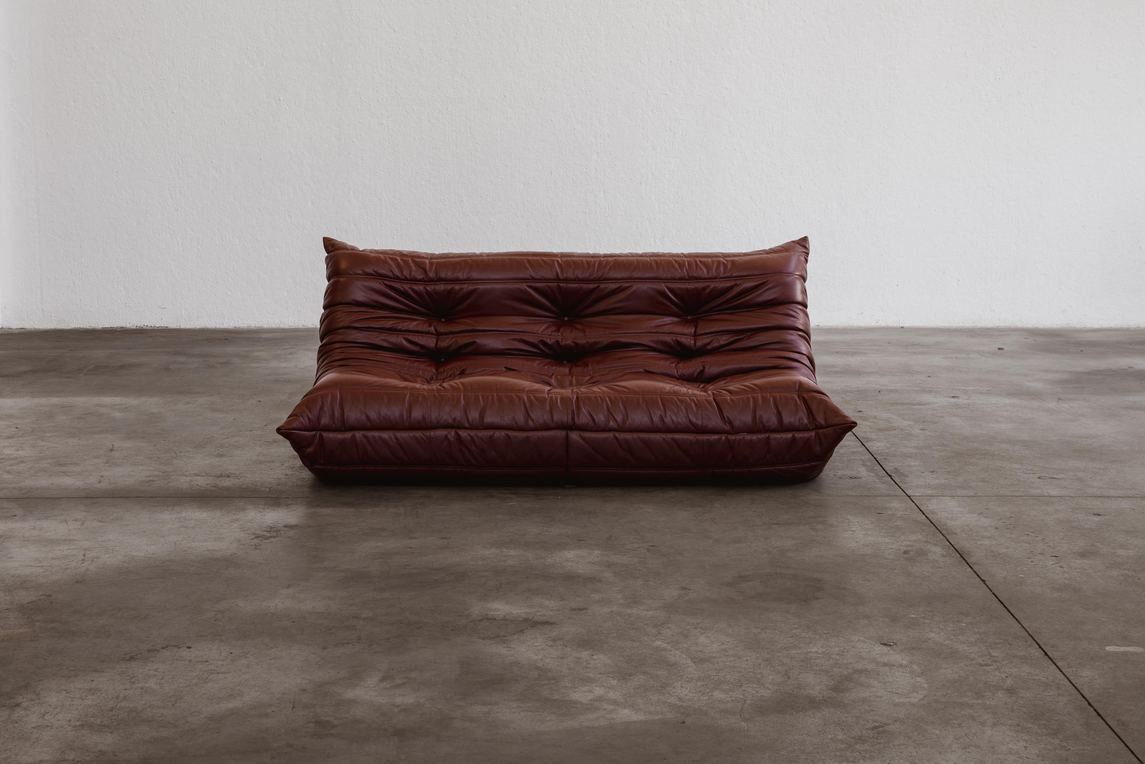Michel Ducaroy “Togo” Living Room Set for Ligne Roset, Leather, 1973, Set of 2 For Sale 2