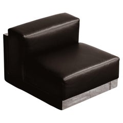 Menilio Taro "811" Minimalist Easy Chair for Cinova, Black Leather, 1970