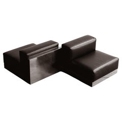 Menilio Taro "811" Easy Chairs for Cinova, Black Leather, 1970, Set of 2