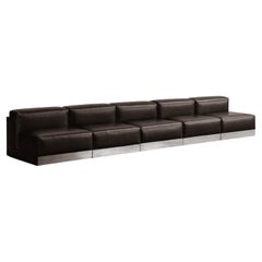 Menilio Taro "811" Modular Sofa for Cinova, Black Leather, 1970, Set of 5