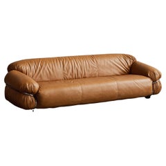 Gianfranco Frattini “Sesann” Sofa for Cassina, Cognac Leather, 1969