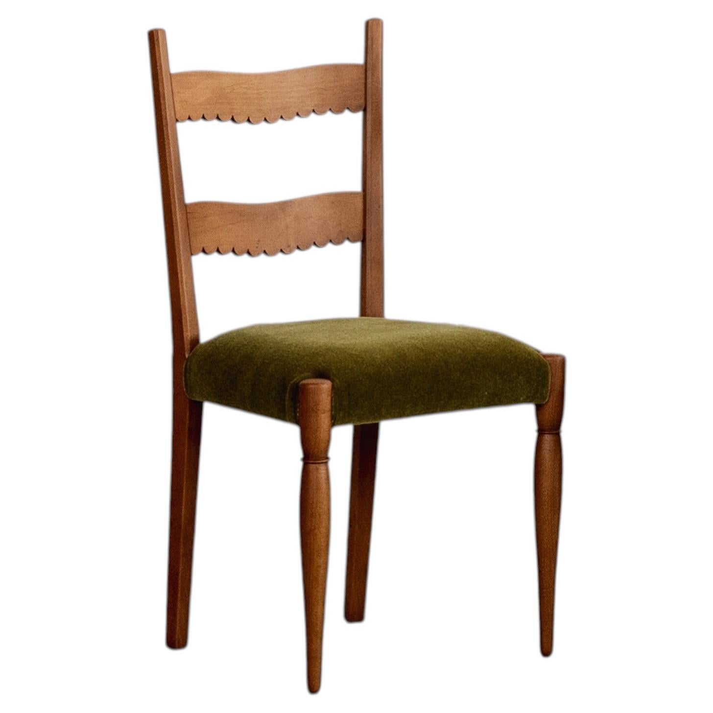 Paolo Buffa Dining Chair for Marelli & Colico, Green Velvet, 1951