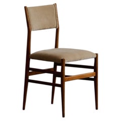 Chaise de salle à manger Gio Ponti 646 « Leggera » pour Cassina, velours beige sable, 1952