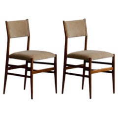 Chaises Gio Ponti 646 « Leggera » pour Cassina, velours beige sable, 1952, lot de 2