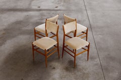 Chaises Gio Ponti 646 « Leggera » pour Cassina, velours beige sable, 1952, lot de 4