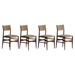 Chaises Gio Ponti 646 « Leggera » pour Cassina, velours beige sable, 1952, lot de 4