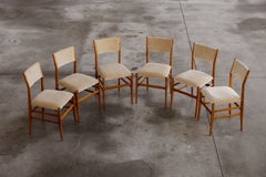 Chaises Gio Ponti 646 « Leggera » pour Cassina, velours beige sable, 1952, lot de 6