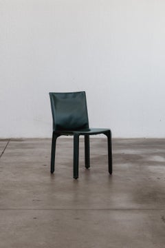 Mario Bellini "CAB 412” Chair for Cassina, Dark Green Leather, 1978