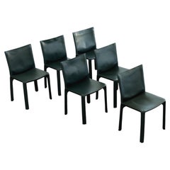 Chaise « CAB 412 » de Mario Bellini pour Cassina, cuir vert foncé, 1978, lot de 6