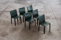 Chaise « CAB 412 » de Mario Bellini pour Cassina, cuir vert foncé, 1978, lot de 6