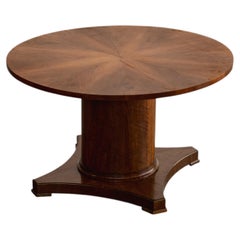 Jacques Adnet Style Art Deco Round Table, Walnut, 1930s