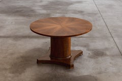 Jacques Adnet Style Art Deco Round Table, Walnut, 1930s