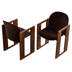 Afra & Tobia Scarpa "Dialogo" Chairs for B&B Italia, Velvet, 1973, Set of 2