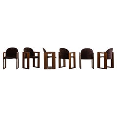 Afra & Tobia Scarpa "Dialogo" Chairs for B&B Italia, Velvet, 1973, Set of 6