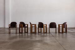 Afra & Tobia Scarpa "Dialogo" Chairs for B&B Italia, Velvet, 1973, Set of 6