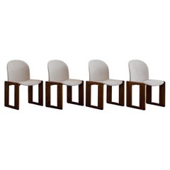 Afra & Tobia Scarpa "Dialogo" Chairs for B&B Italia, White Linen, 1973, Set of 4