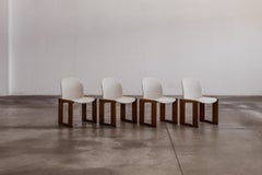 Afra & Tobia Scarpa "Dialogo" Chairs for B&B Italia, White Linen, 1973, Set of 4