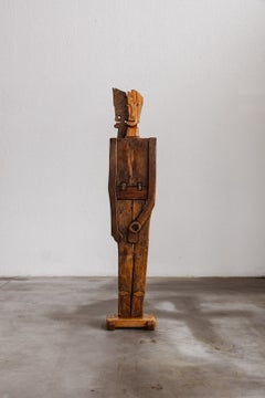 Sculpture figurative primitive en bois, Italie, années 1970