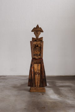 Sculpture figurative moderniste en bois, Italie, années 1970