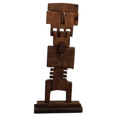 Cubist Totemic Wooden Sculpture, Italy, 1970s