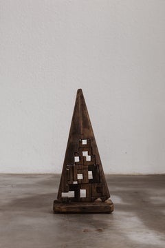 Geometrische architektonische Holzskulptur, Italien, 1970er Jahre