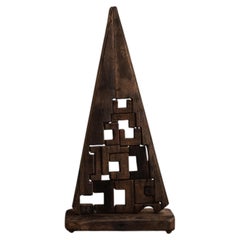 Geometrische architektonische Holzskulptur, Italien, 1970er Jahre