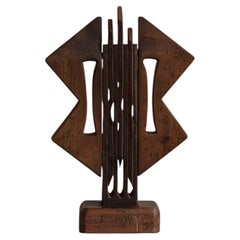 Geometric Totemic Wooden Sculpture, Italy, 1970s