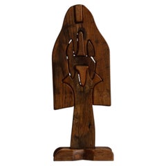 Primitive Figural Wooden Sculpture, Italy, 1970s