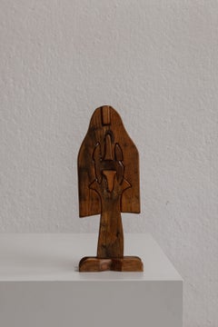 Primitive Figural Wooden Sculpture, Italy, 1970s