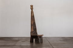 Trônes monumentaux en bois de style primitif, Italie, années 1970