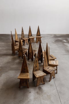 Chaises rustiques en bois, Italie, années 1970