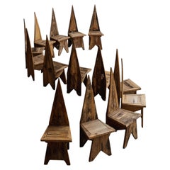Chaises rustiques en bois, Italie, années 1970