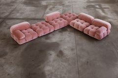 Mario Bellini "Camaleonda" Sofa for B&B Italia, Pink Velvet, 1970, Set of 6