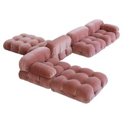 Mario Bellini "Camaleonda" Sofa for B&B Italia, Pink Velvet, 1970, Set of 6
