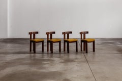 Luigi Vaghi Dining Chairs for Former, Amber Velvet, 1968, Set of 4