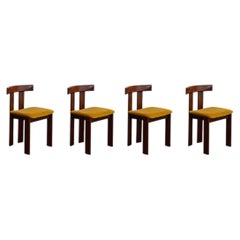 Luigi Vaghi Dining Chairs for Former, Amber Velvet, 1968, Set of 4