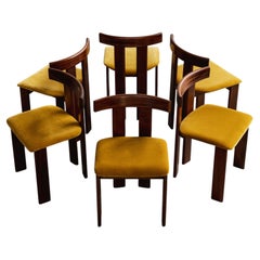 Luigi Vaghi Dining Chairs for Former, Amber Velvet, 1968, Set of 6