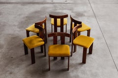 Luigi Vaghi Dining Chairs for Former, Amber Velvet, 1968, Set of 6