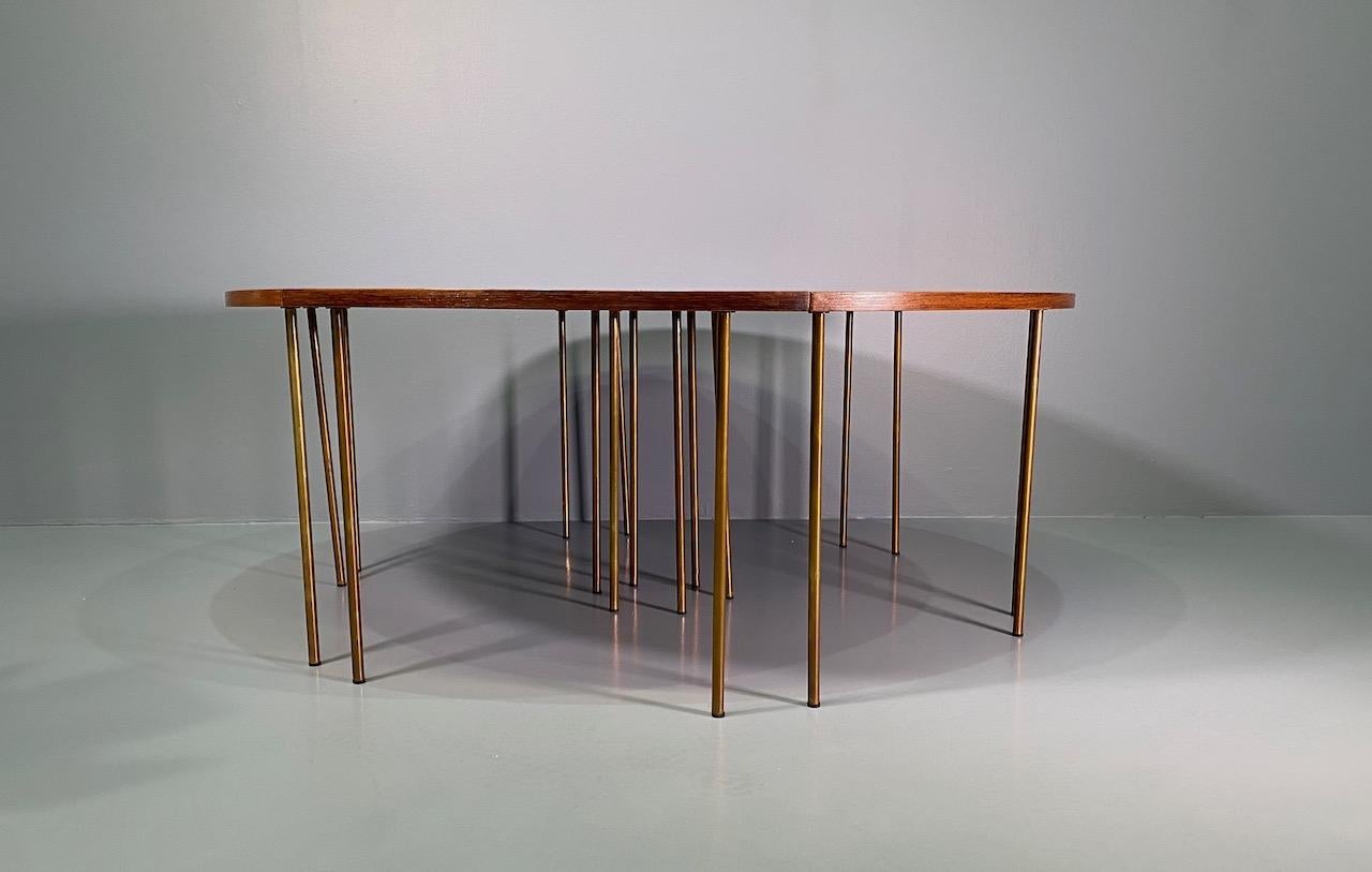Danish Six Peter Hvidt Teak and Brass Model 523 Tables For Sale