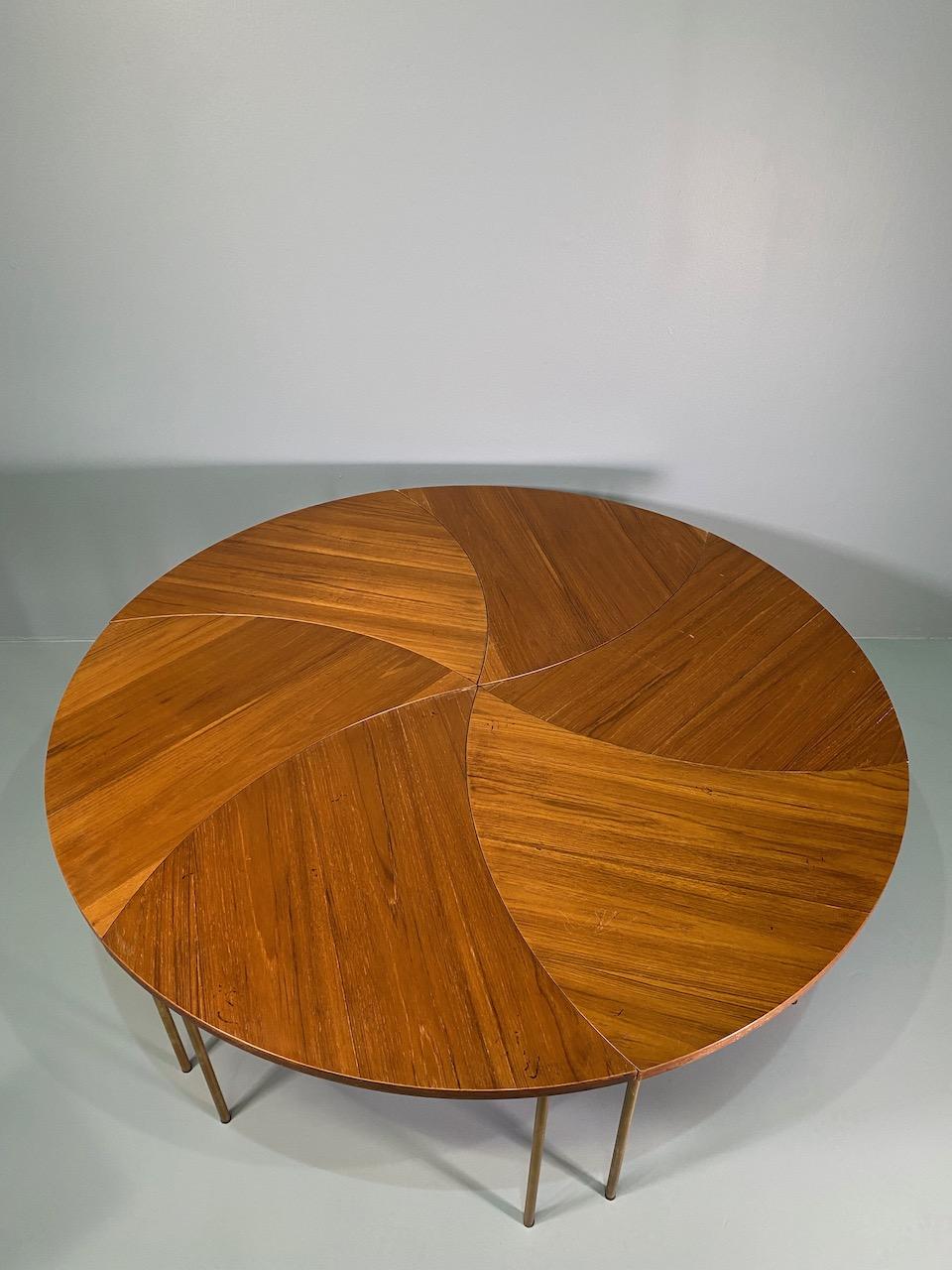 Mid-Century Modern Six Peter Hvidt Teak and Brass Model 523 Tables For Sale