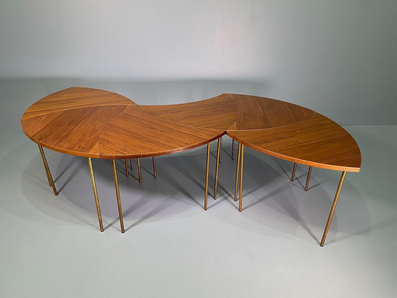 Six Peter Hvidt Teak and Brass Model 523 Tables For Sale 3
