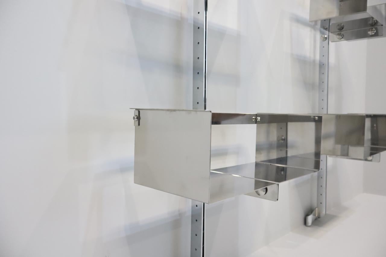 Stainless Steel Pair of Modular Wall-Mounted Shelving System by Vittorio Introini for Saporiti For Sale