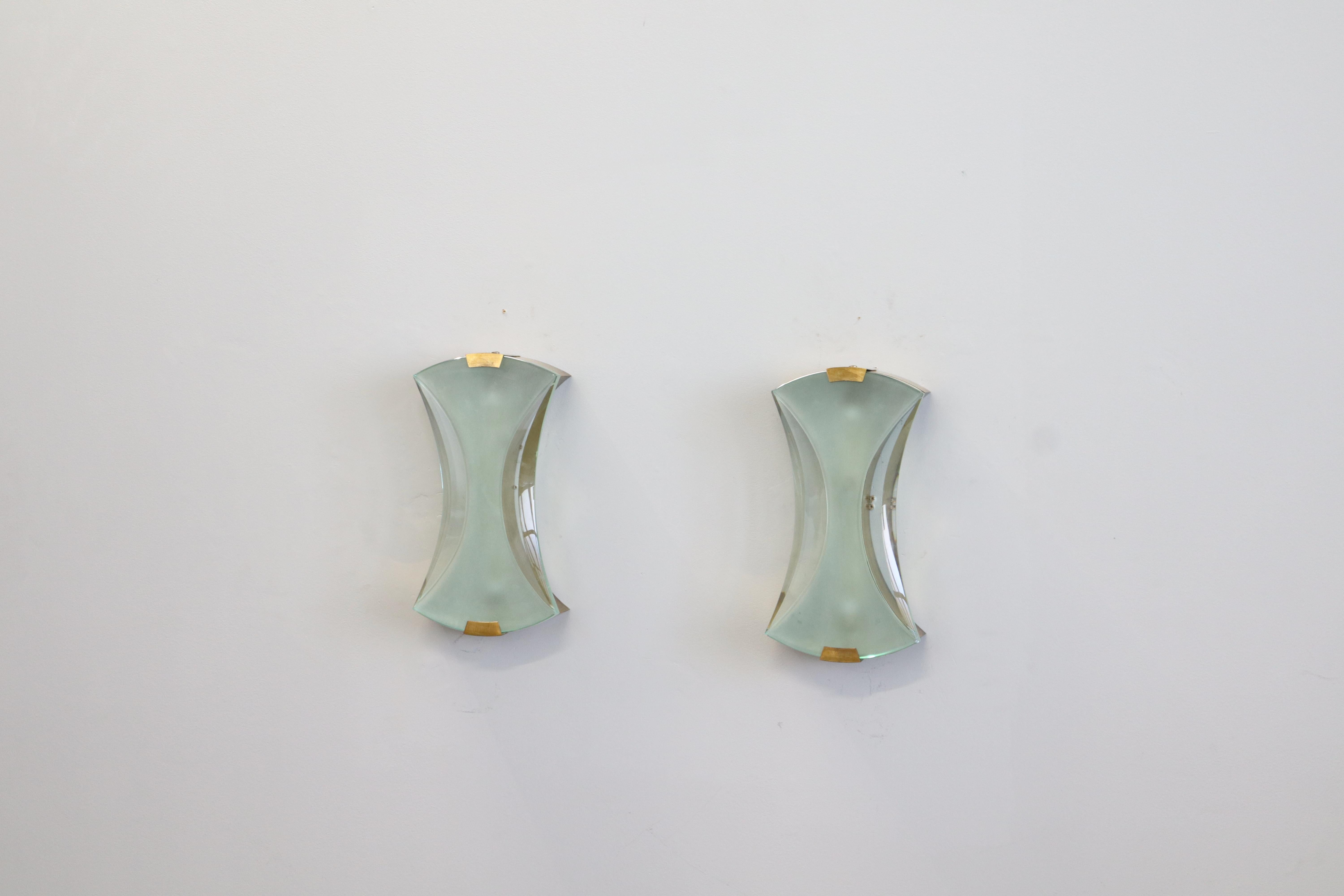 Max Ingrand Per Fontana Arte Rara Coppia Di Applique Modello 2225 Moderno de mediados de siglo en venta