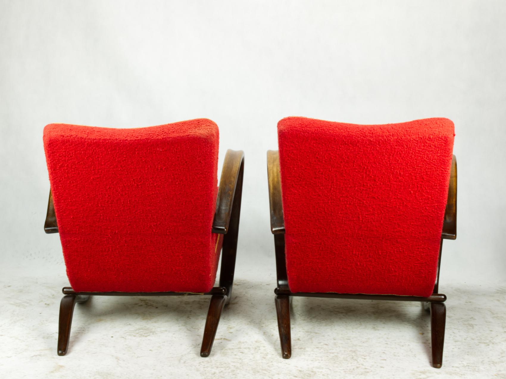 Czech Pair of H269 Lounge Chairs by Jindrich Halabala for UP Závody Brno, 1930s