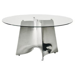 Mesa alta redonda de aluminio con tapa de cristal Baleri Italia Bentz de Jeff Miller