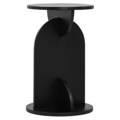 Crescent End Table, Minimalist Black End Table