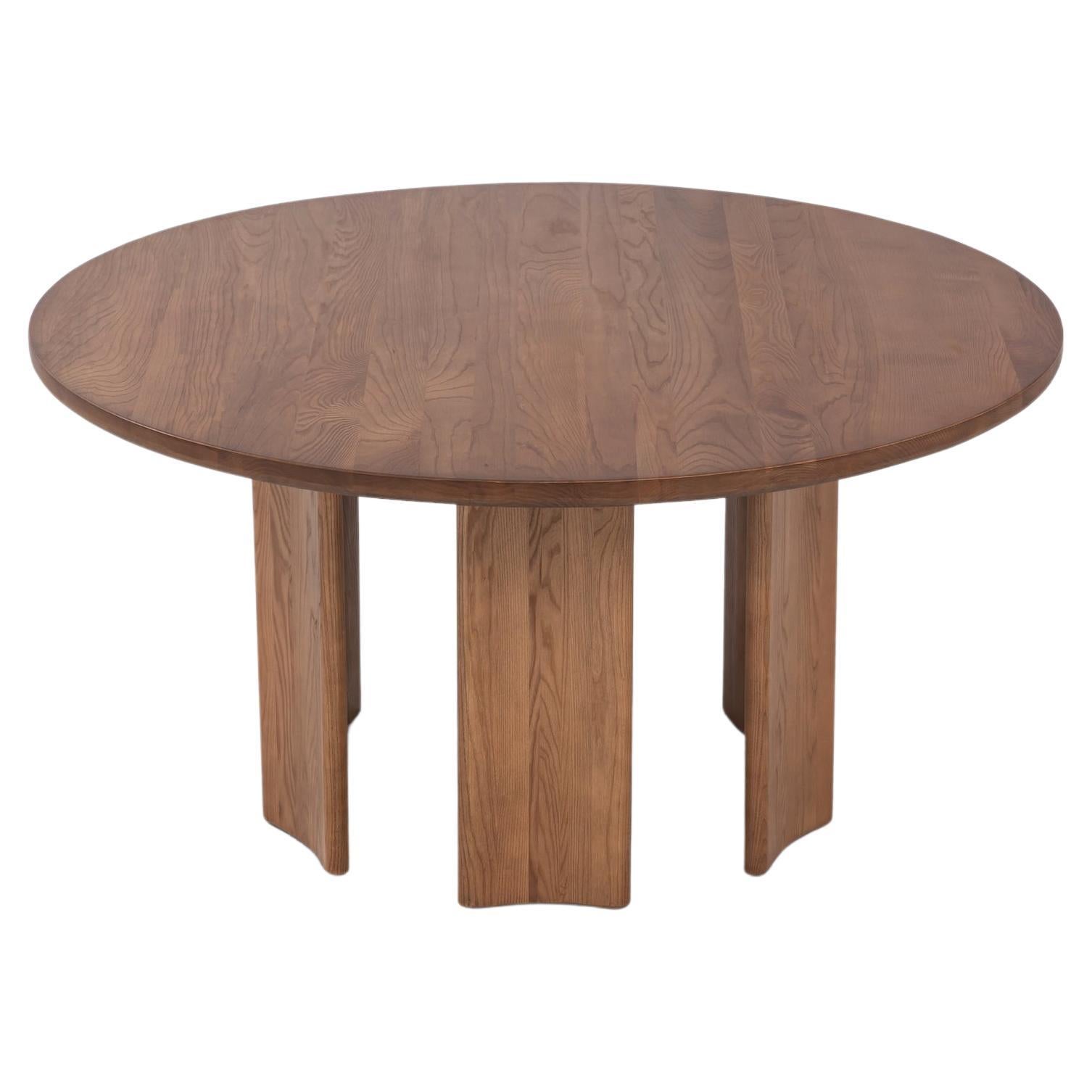 Crest Table Round in Sienna, Minimalist Dining Table in Wood For Sale